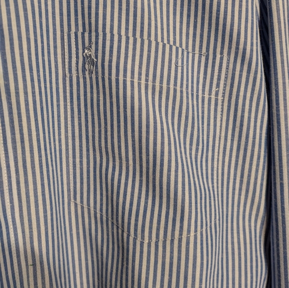 Polo By Ralph Lauren Blue Striped Polo Shirt Size 18 1/2 35-36 - Picture 5 of 12